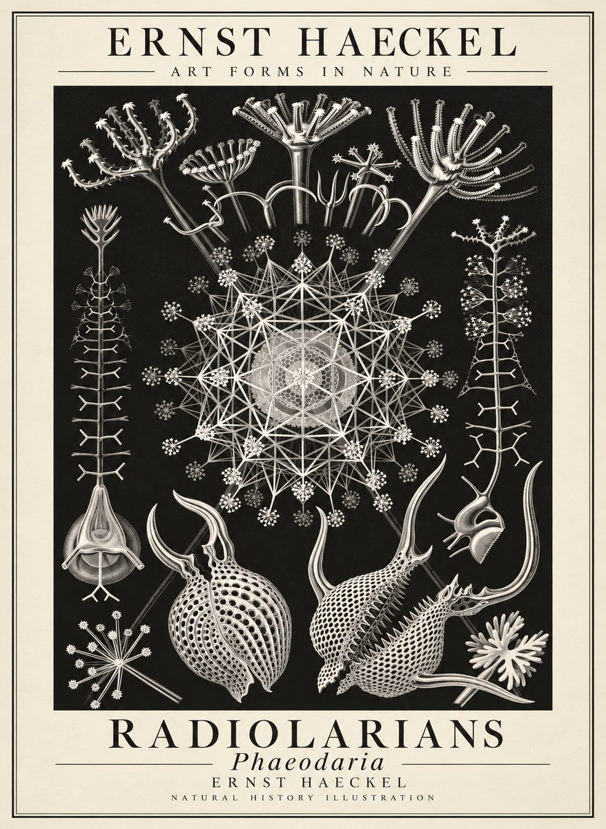 Ernst Haeckel Phaeodaria Radiolarians - Plate 61 No3 - Poszter