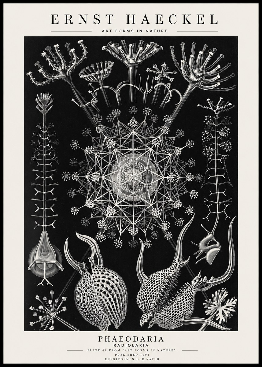 Ernst Haeckel Phaeodaria Radiolarians - Plate 61 No4 - Poszter
