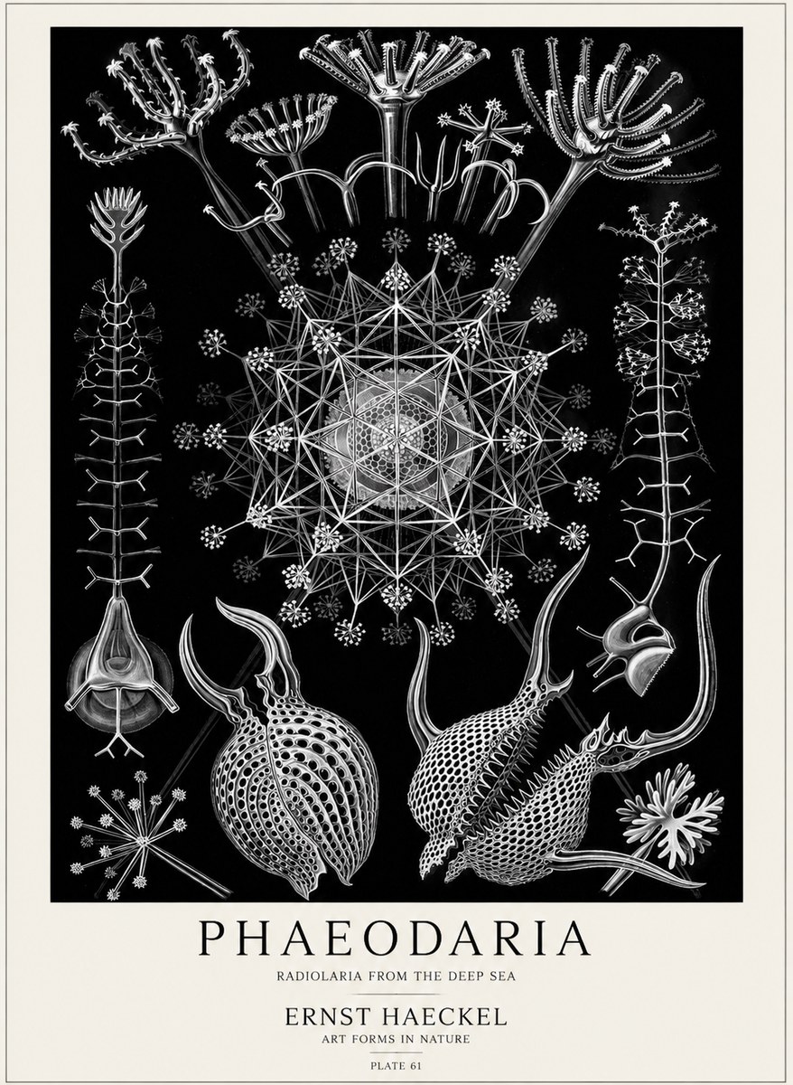 Ernst Haeckel Phaeodaria Radiolarians - Plate 61 No5 - Poszter
