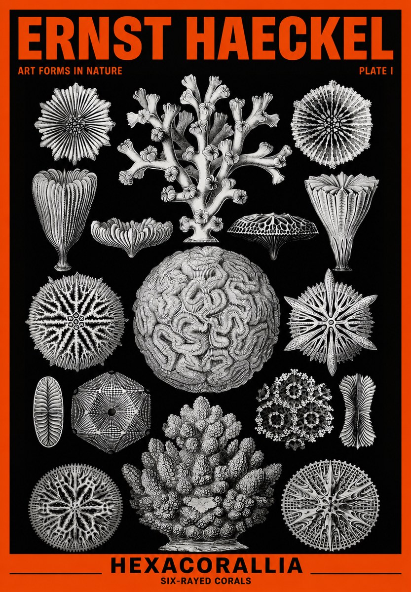 Ernst Haeckel Hexacoralla – Six-rayed Corals No6 - Poszter
