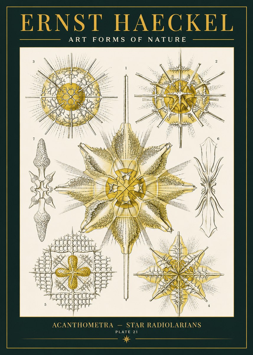 Ernst Haeckel Acanthometra - Star Radiolarians No2 - Poszter