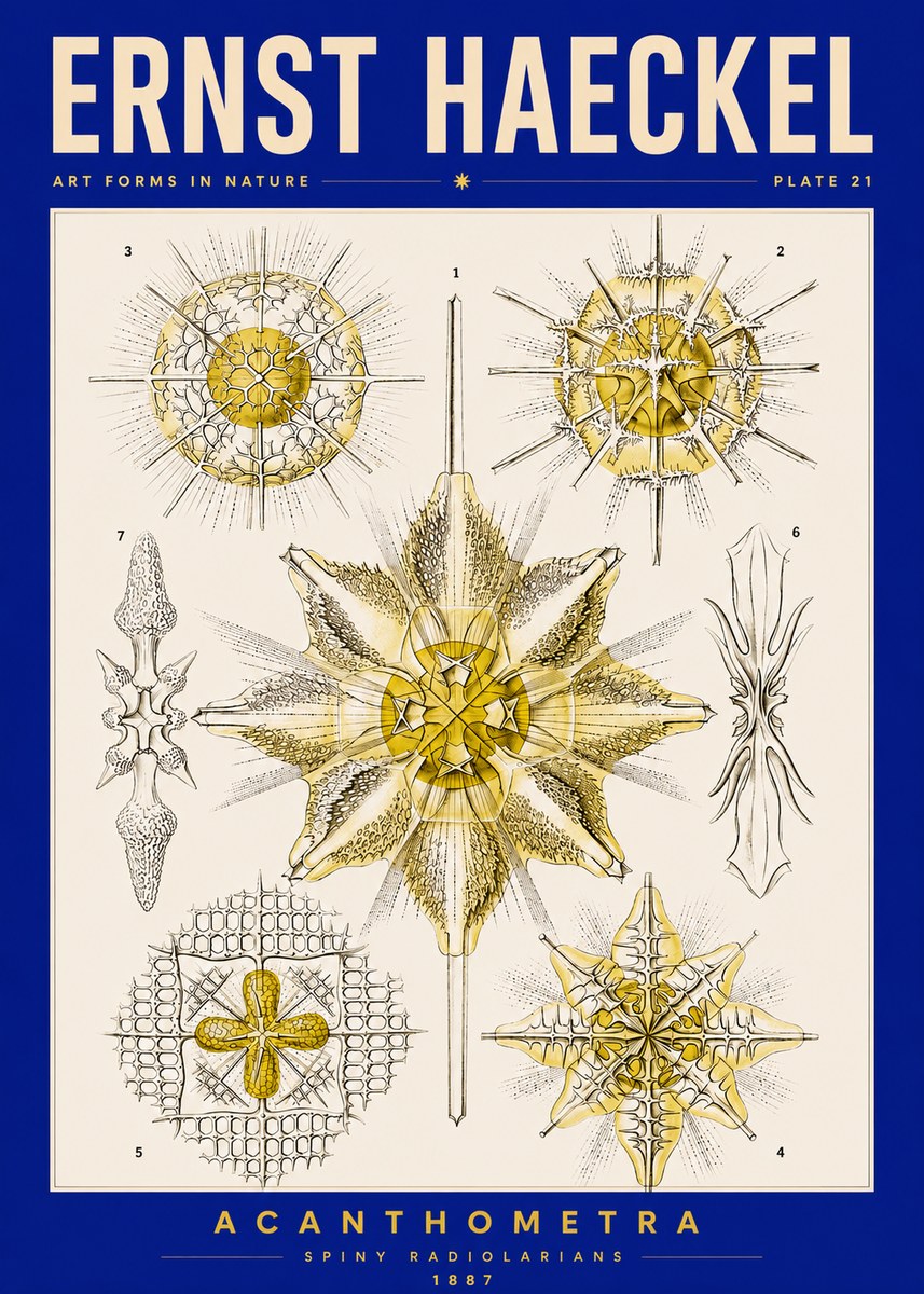 Ernst Haeckel Acanthometra - Star Radiolarians No5 - Poszter