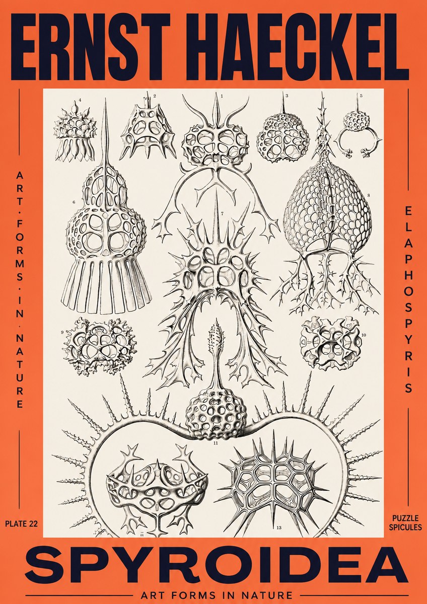 Ernst Haeckel Spyroidea - Puffball Radiolarians - Plate 22 No3 - Poszter