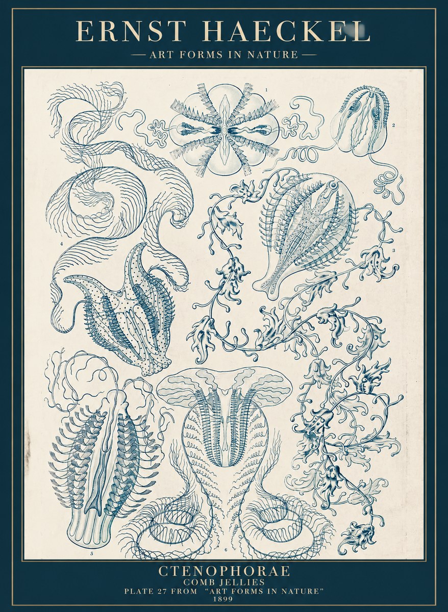 Ernst Haeckel Ctenophoræ – Comb Jellies No5 - Poszter