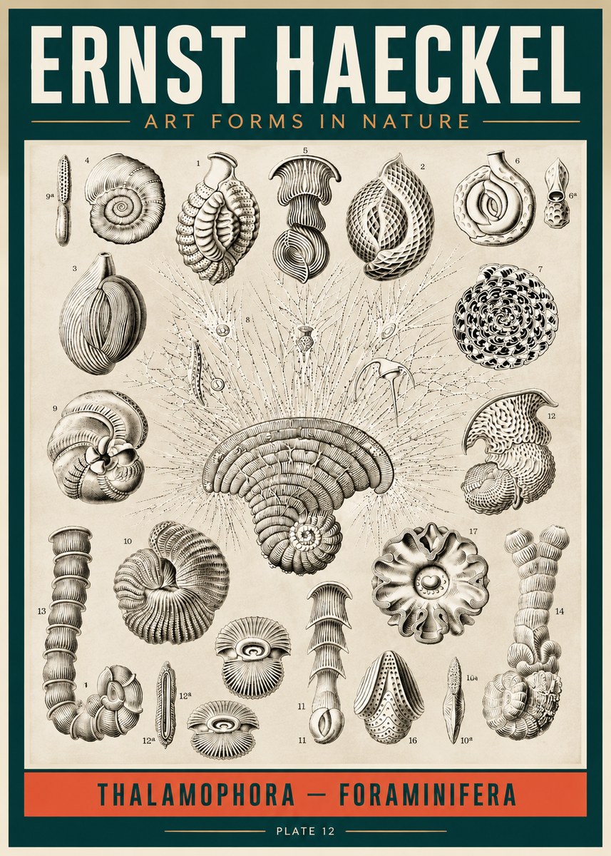 Ernst Haeckel Thalamophora – Foraminifera Plate 12 No2 - Poszter