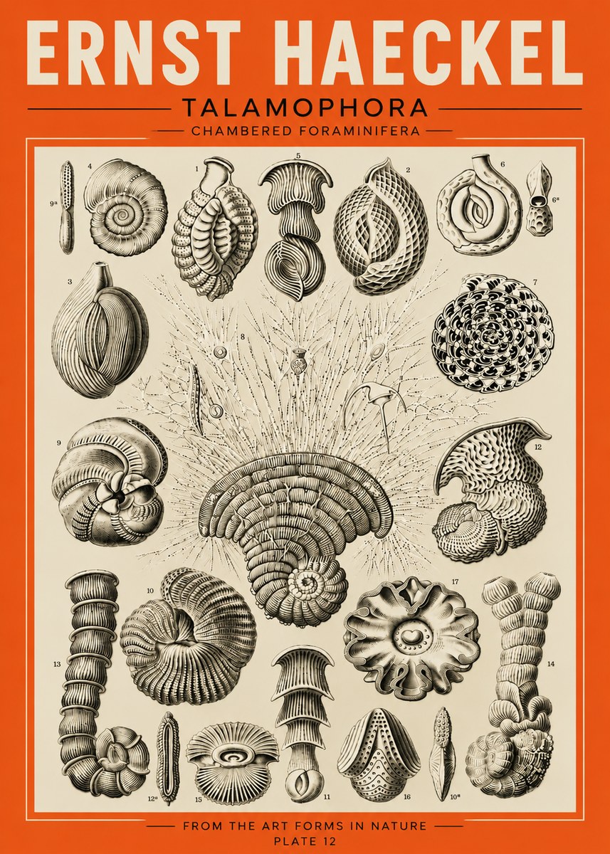 Ernst Haeckel Thalamophora – Foraminifera Plate 12 No5 - Poszter