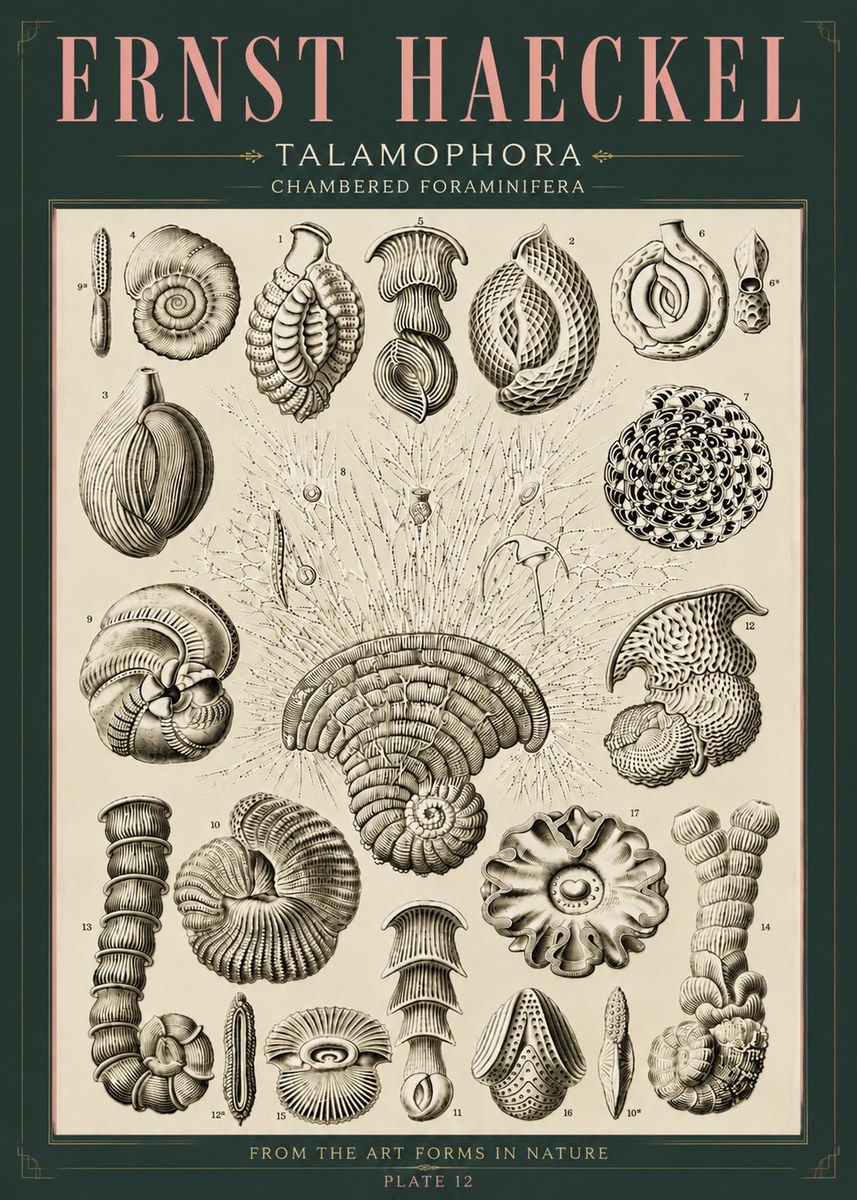 Ernst Haeckel Thalamophora – Foraminifera Plate 12 No6 - Poszter