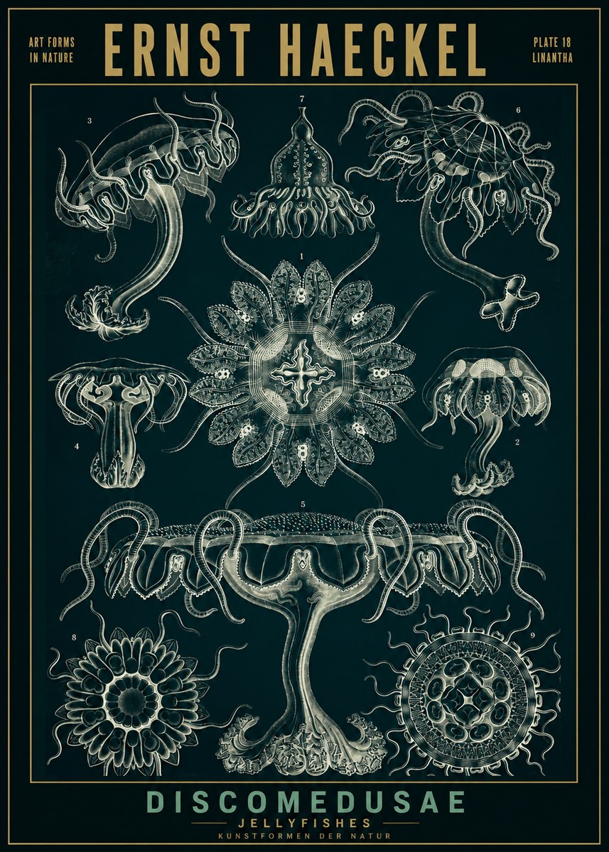Ernst Haeckel Discomedusae. Jellyfishes. No2 - Poszter