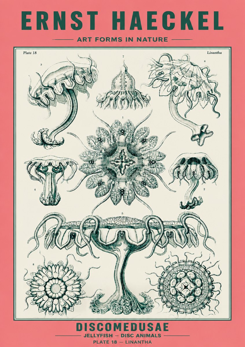 Ernst Haeckel Discomedusae. Jellyfishes. No6 - Poszter