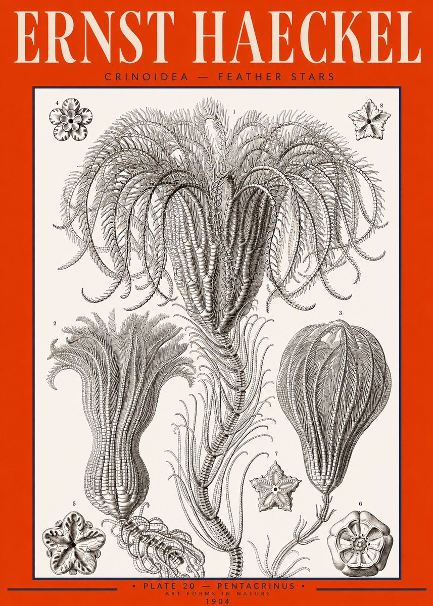 Ernst Haeckel Crinoidea - Palm Lilies No3 - Poszter