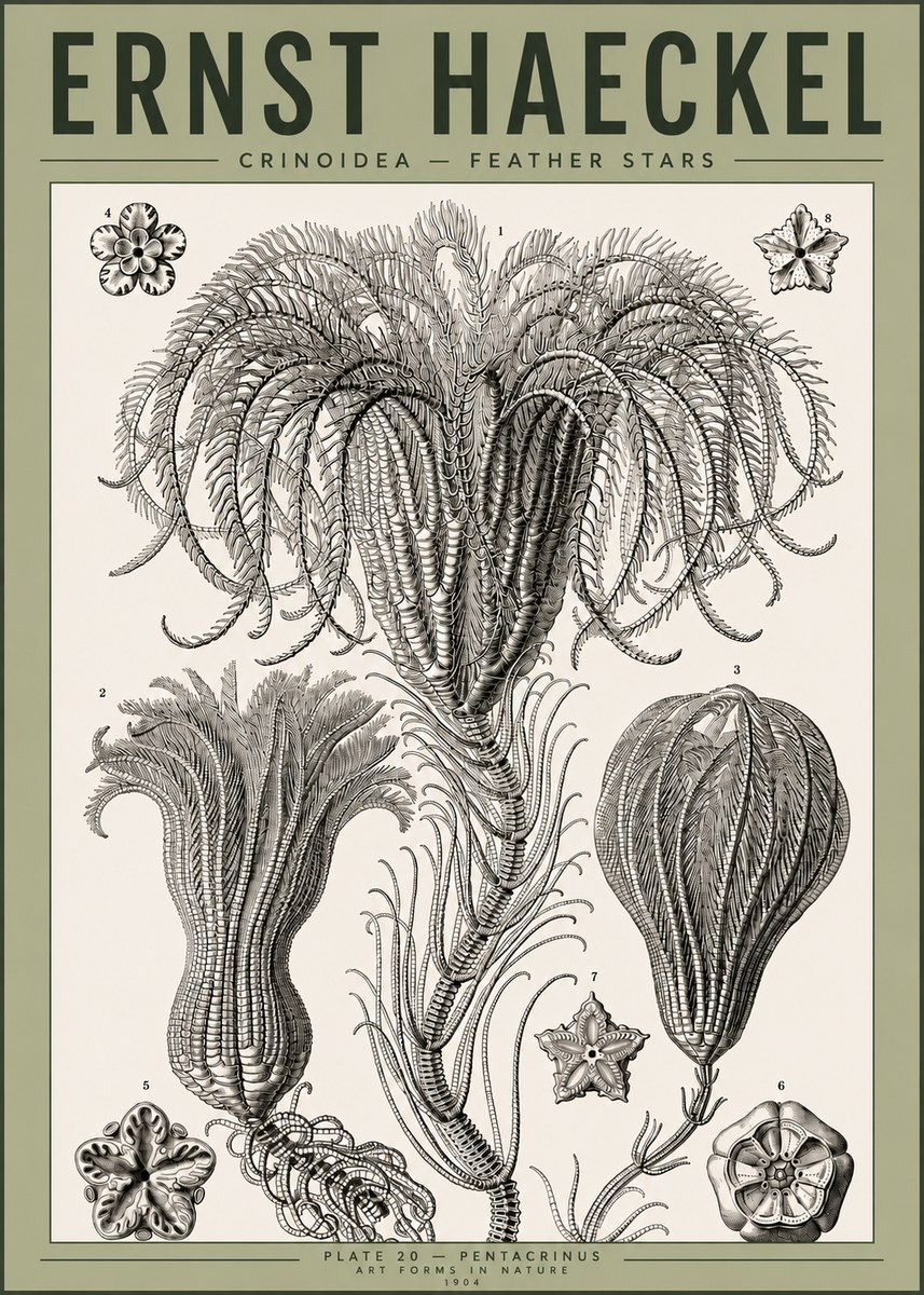 Ernst Haeckel Crinoidea - Palm Lilies No4 - Poszter