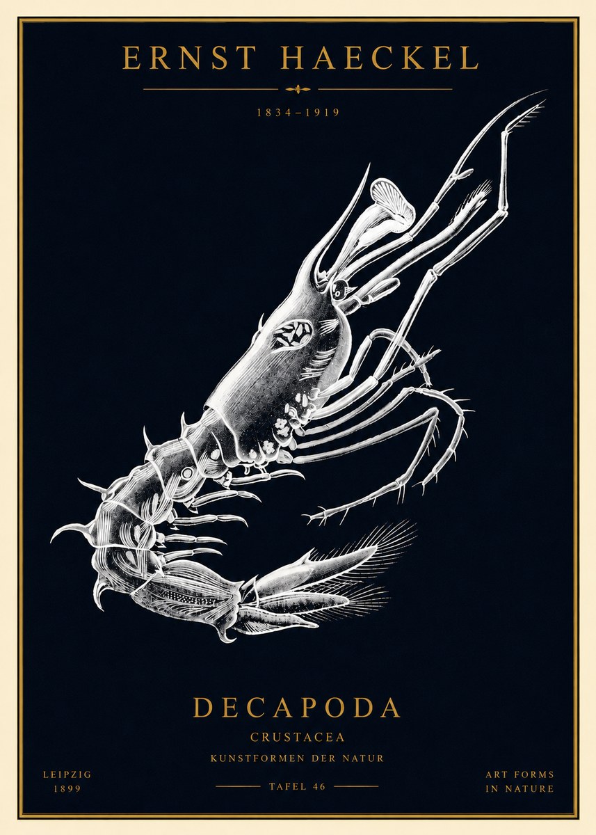 Ernst Haeckel Decapoda the Crustaceans No4 - Poszter