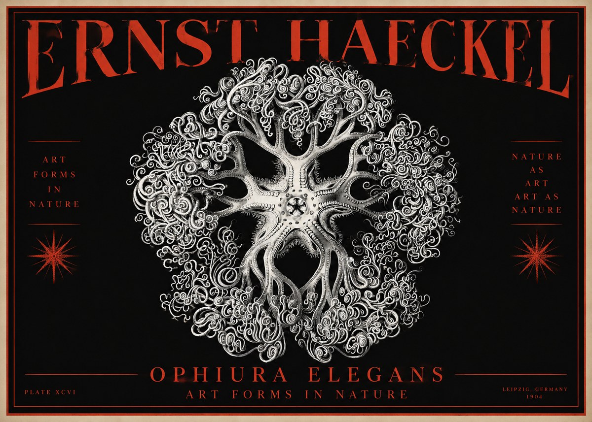 Ernst Haeckel Ophiuroidea Sea Tree - Deep Sea No4 - Poszter