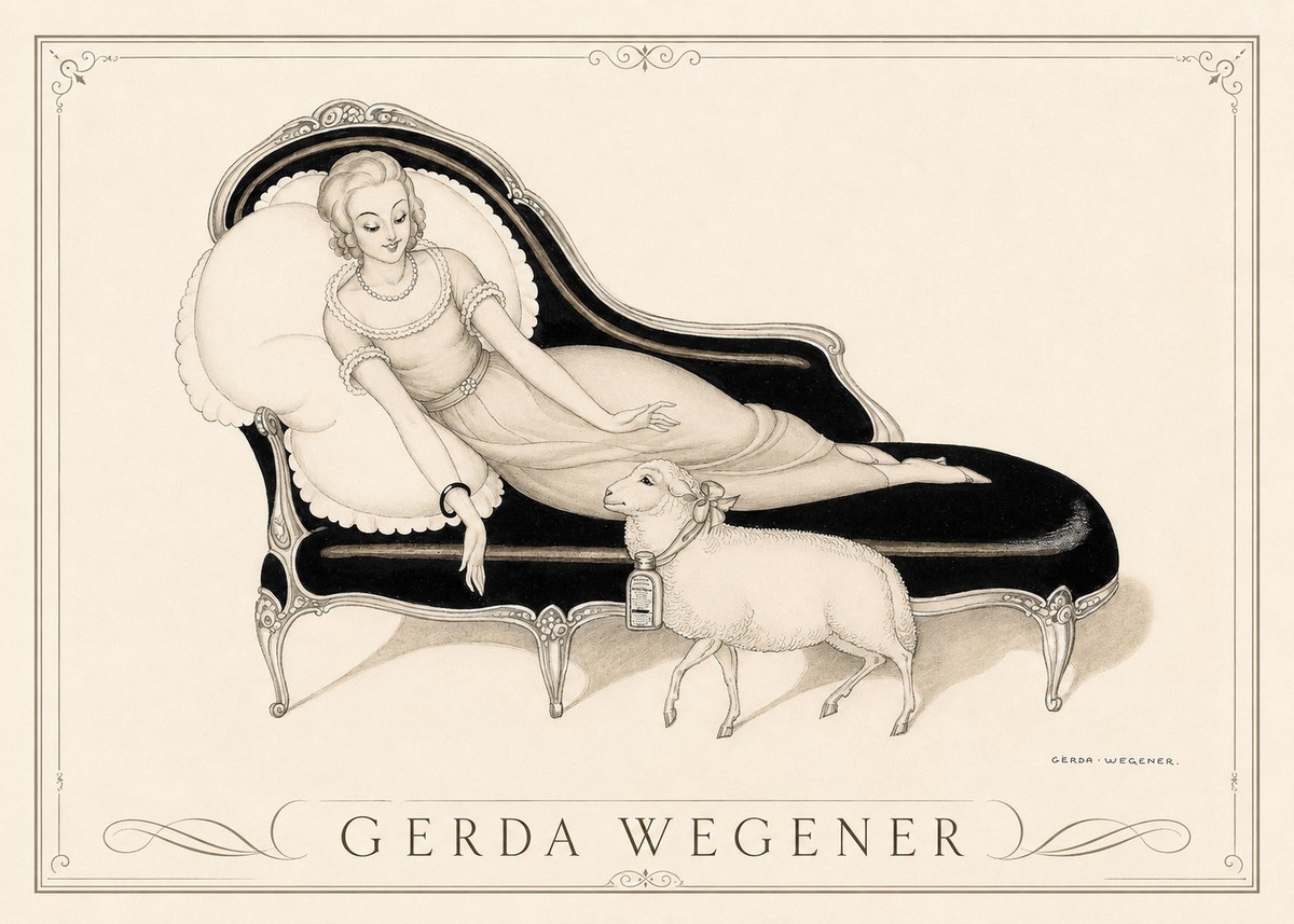 Gerda Wegener Lady with Lamb No3 - Poszter