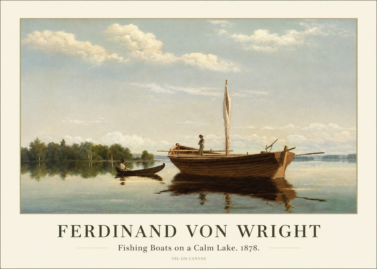 Ferdinand von Wright Fishing Boats on a Calm Lake. 1878. No1 - Poszter