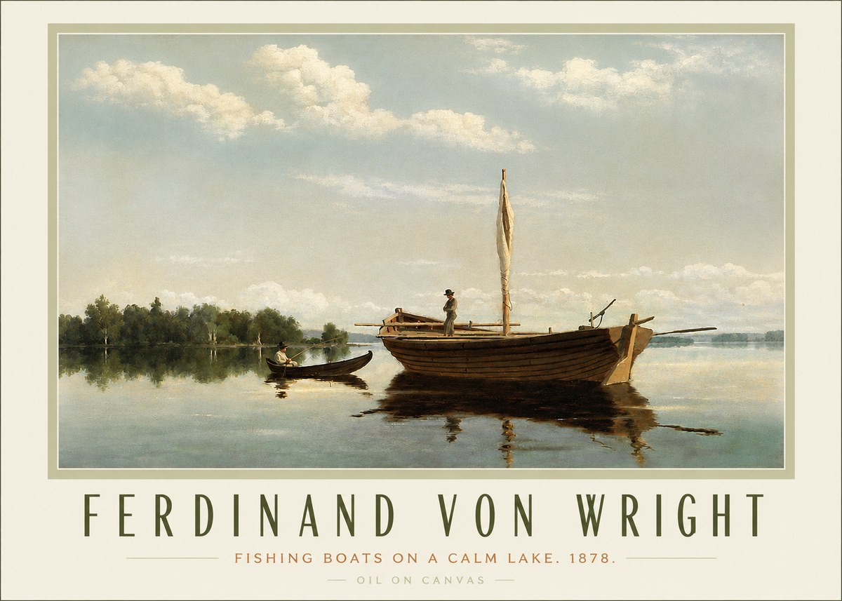 Ferdinand von Wright Fishing Boats on a Calm Lake. 1878. No3 - Poszter