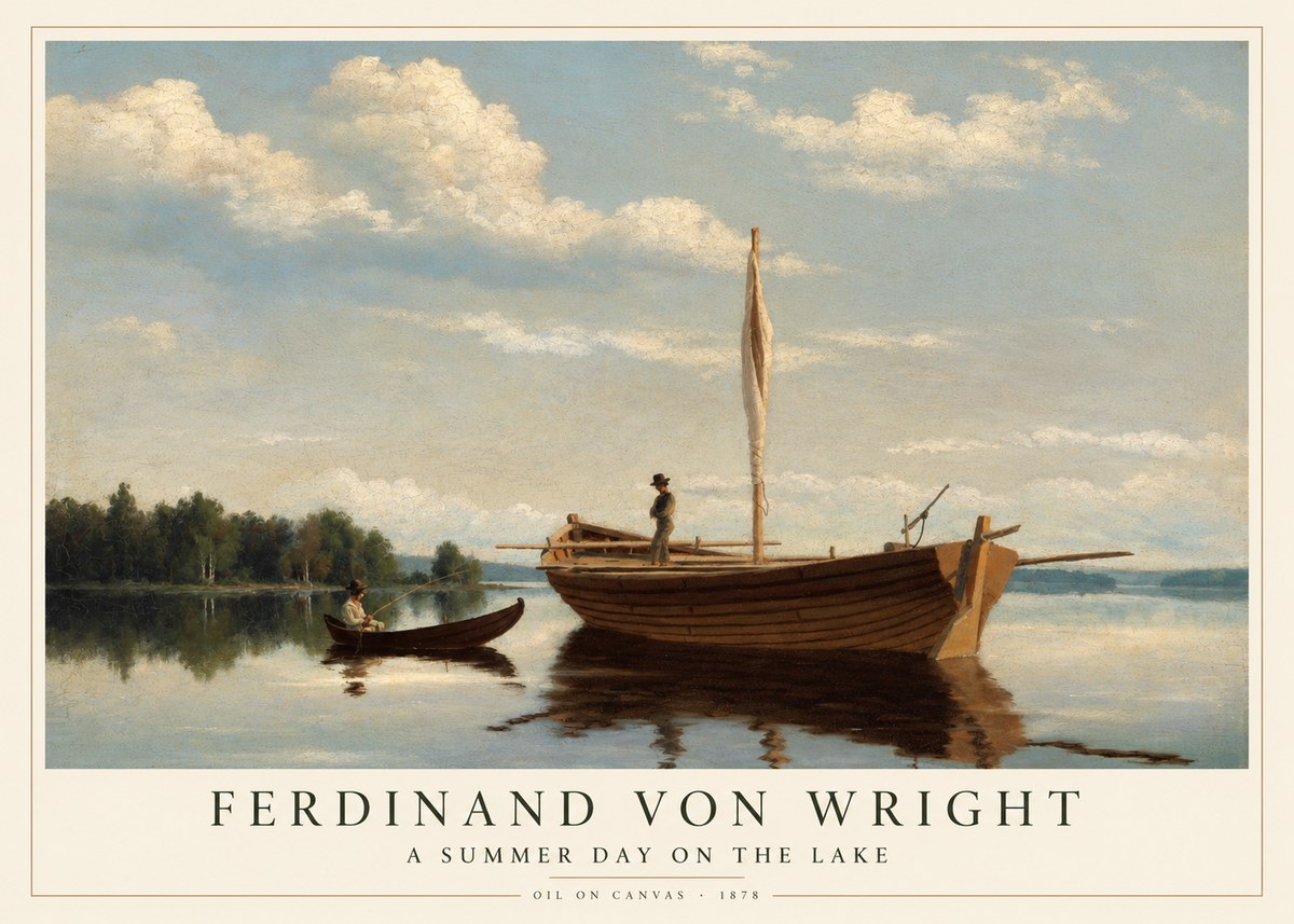 Ferdinand von Wright Fishing Boats on a Calm Lake. 1878. No5 - Poszter