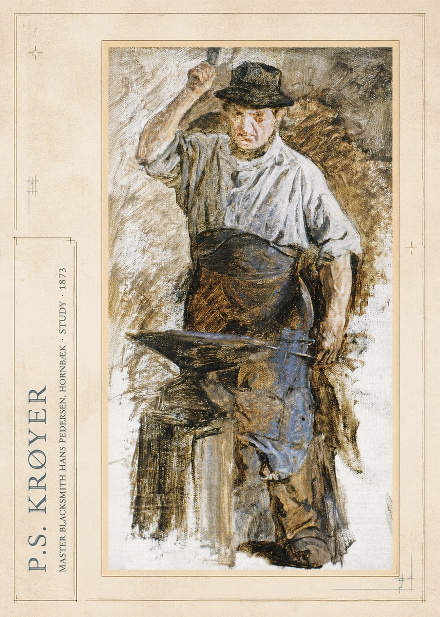 P.S. Krøyer Master Blacksmith Hans Pedersen, Hornbaek · Study · 1873 No4 - Poszter