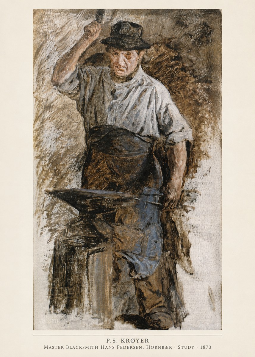 P.S. Krøyer Master Blacksmith Hans Pedersen, Hornbaek · Study · 1873 No6 - Poszter