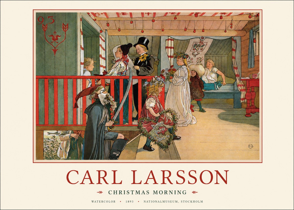 Carl Larsson Children Bringing Flowers No3 - Poszter