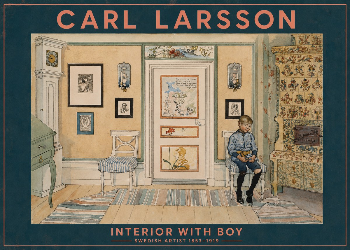 Carl Larsson Interior with Boy No2 - Poszter