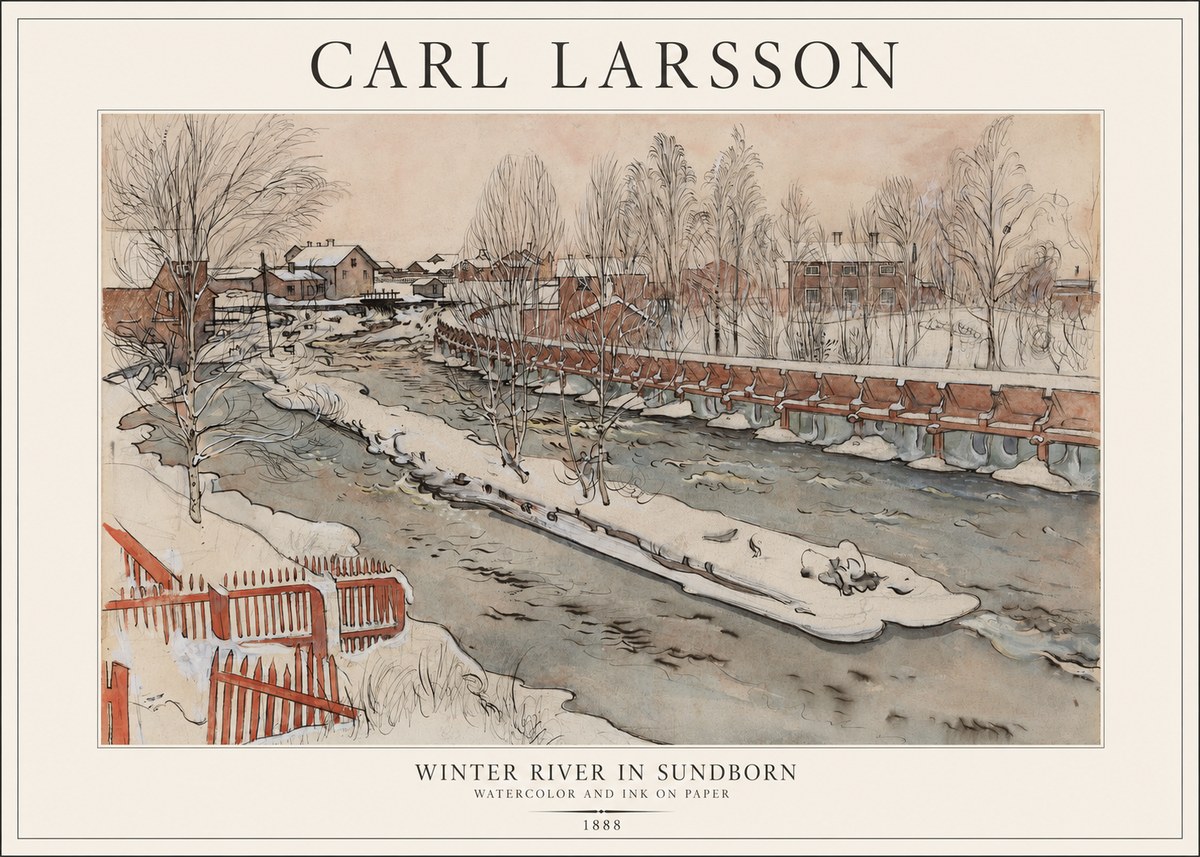 Carl Larsson Winter River in Sundborn No1 - Poszter