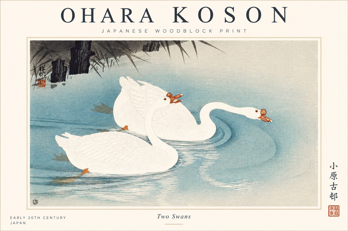 Ohara Koson Two Swans No1 - Poszter