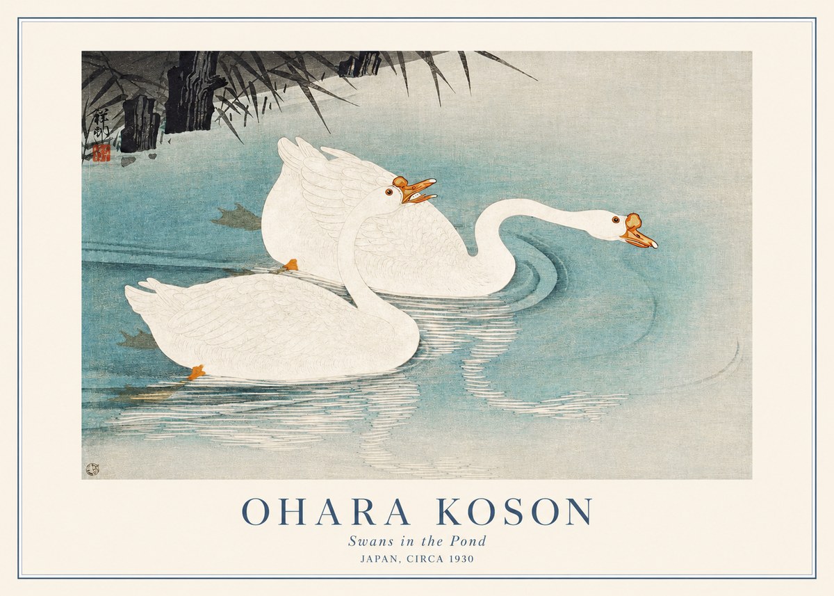 Ohara Koson Two Swans No2 - Poszter