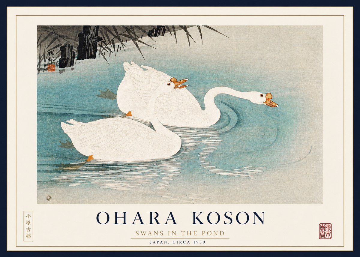 Ohara Koson Two Swans No4 - Poszter