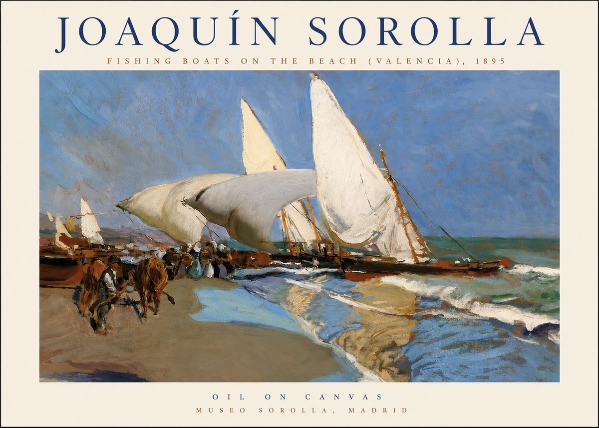Sorolla Fishing Boats on the Beach (Valencia), 1895 No4 - Poszter