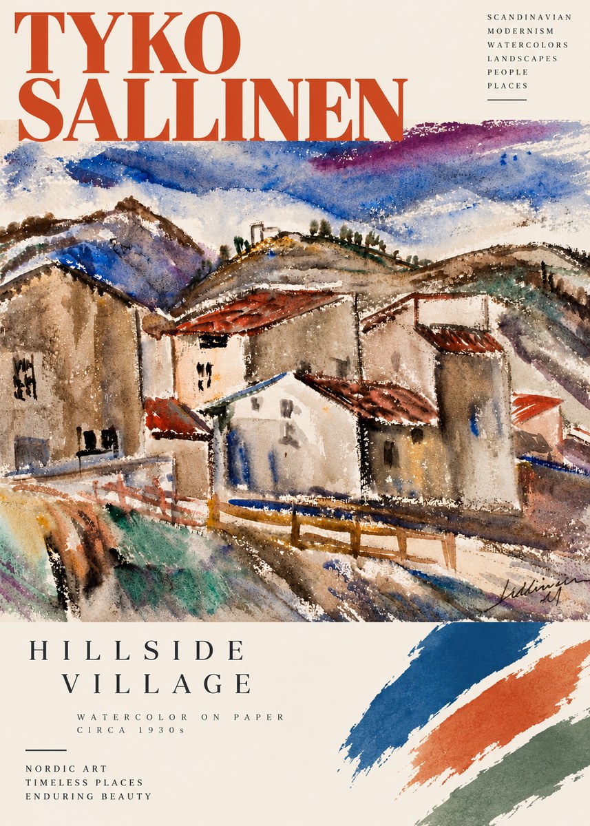 Tyko Sallinen Hillside Village No3 - Poszter