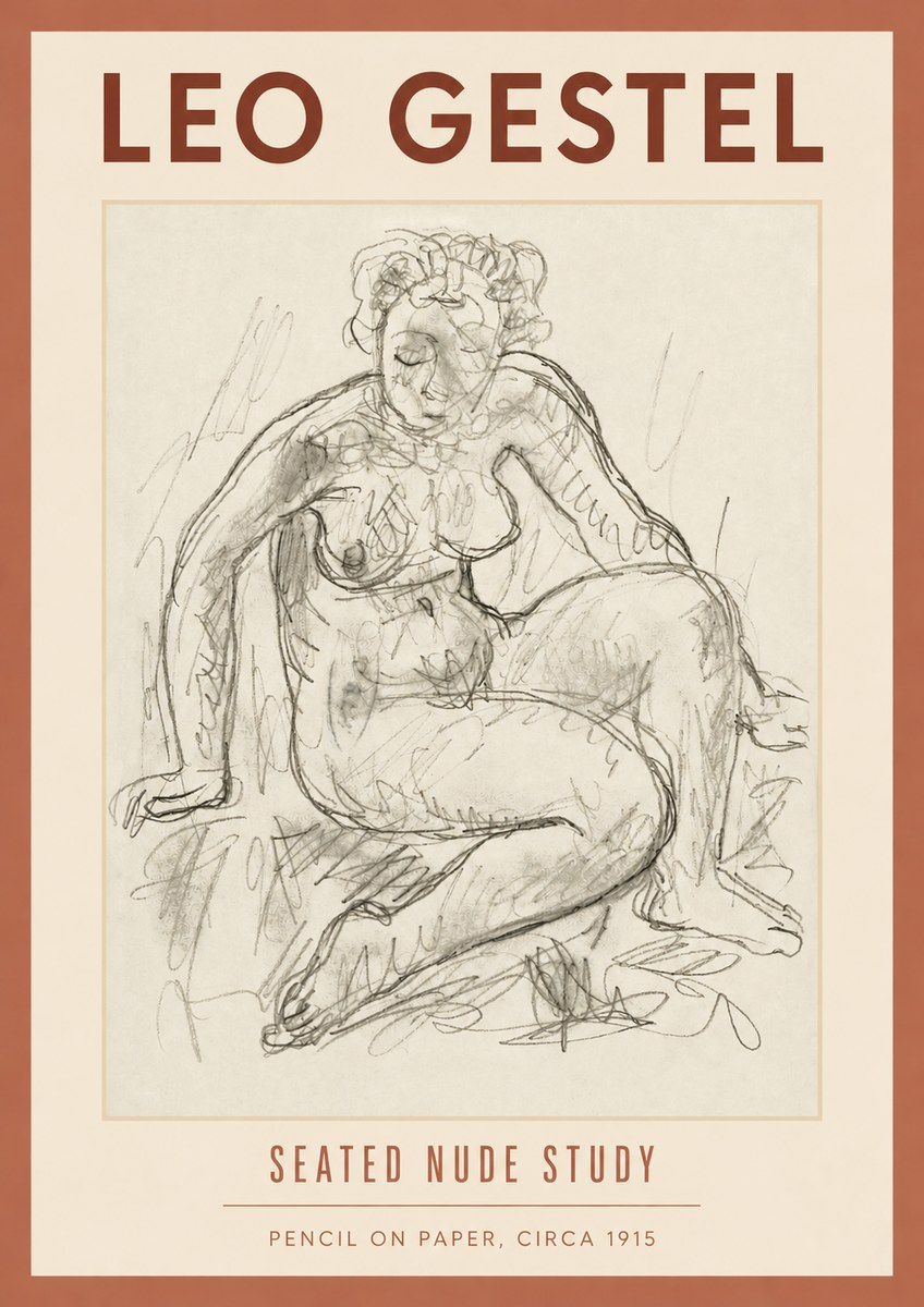 Leo Gestel Seated Nude Study No4 - Poszter