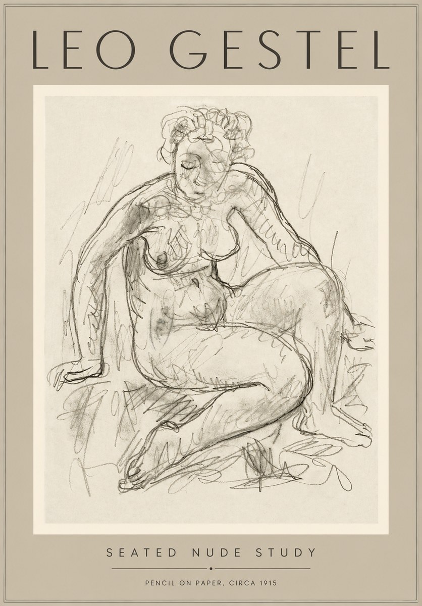 Leo Gestel Seated Nude Study No5 - Poszter