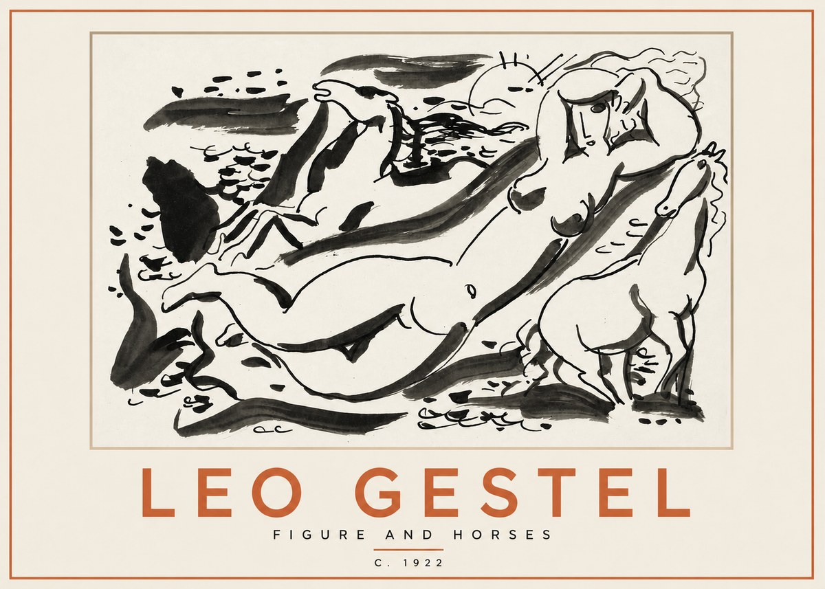 Leo Gestel Figure and Horses No2 - Poszter