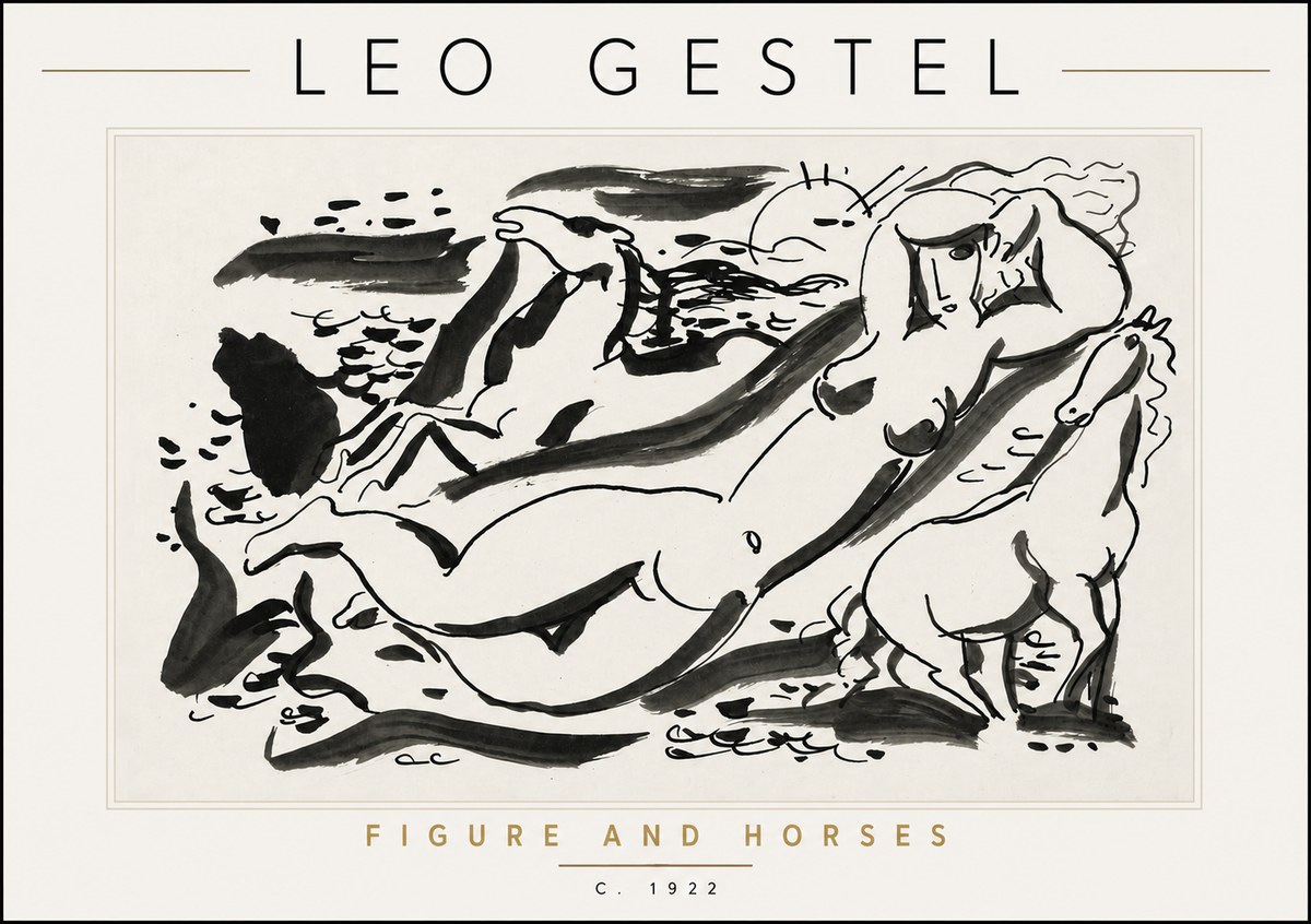 Leo Gestel Figure and Horses No6 - Poszter