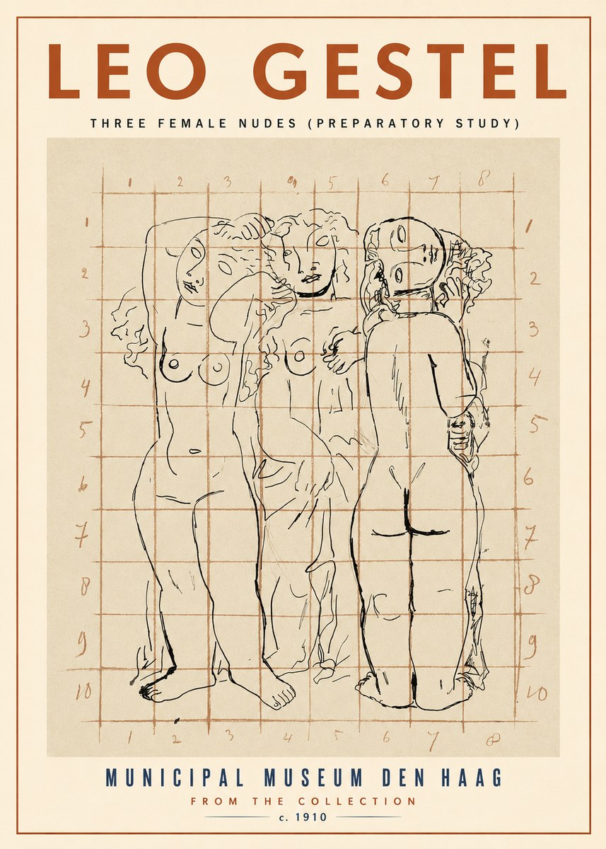 Leo Gestel Three Female Nudes No2 - Poszter