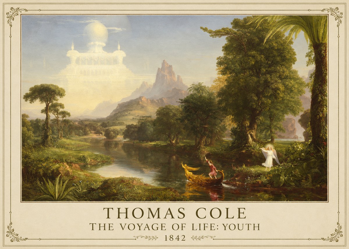 Thomas Cole The Voyage of Life: Youth I No1 - Poszter