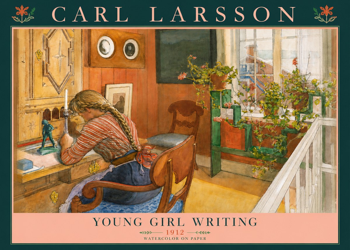 Carl Larsson Young Girl Writing No3 - Poszter