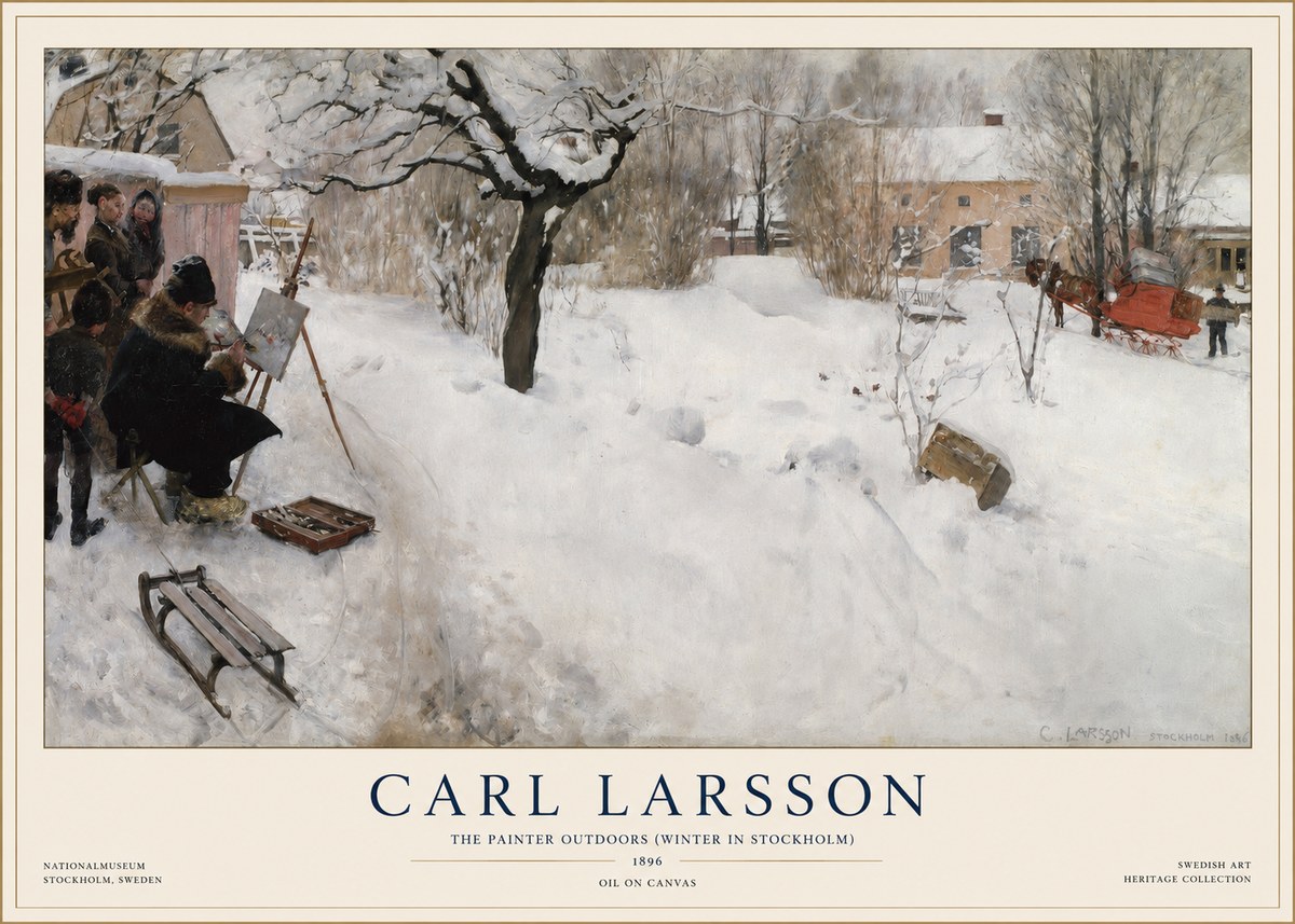 Carl Larsson The Painter Outdoors (Winter in Stockholm) No1 - Poszter