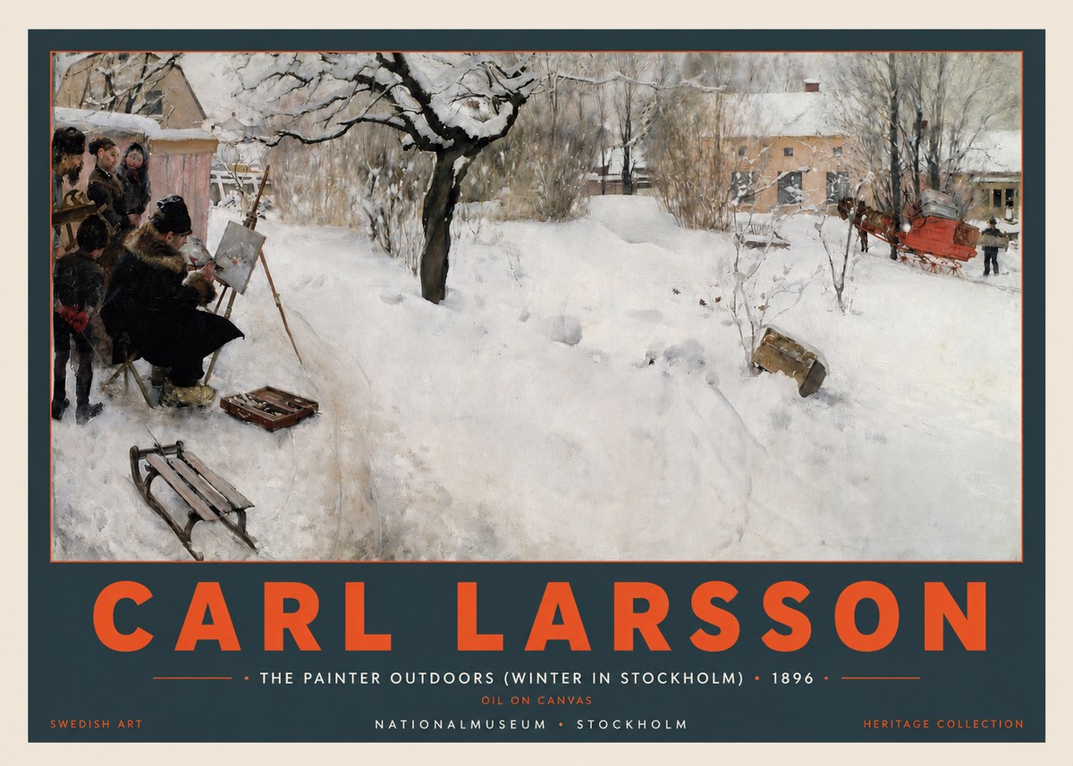 Carl Larsson The Painter Outdoors (Winter in Stockholm) No2 - Poszter