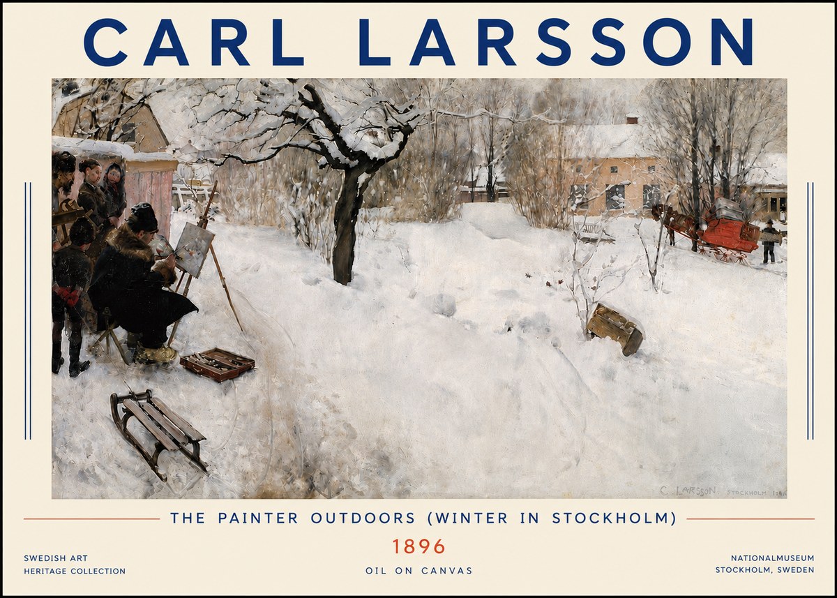 Carl Larsson The Painter Outdoors (Winter in Stockholm) No4 - Poszter