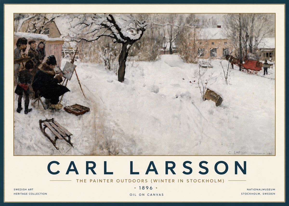 Carl Larsson The Painter Outdoors (Winter in Stockholm) No6 - Poszter