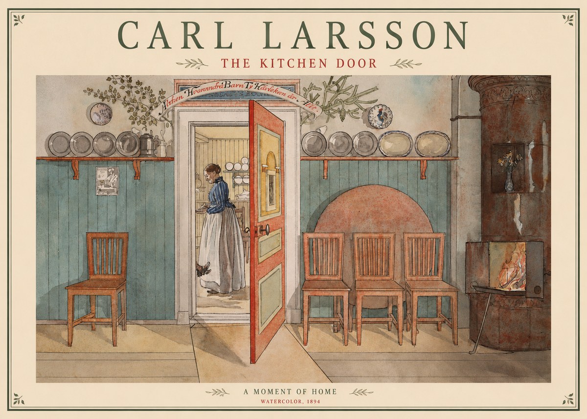 Carl Larsson The Kitchen Door No1 - Poszter