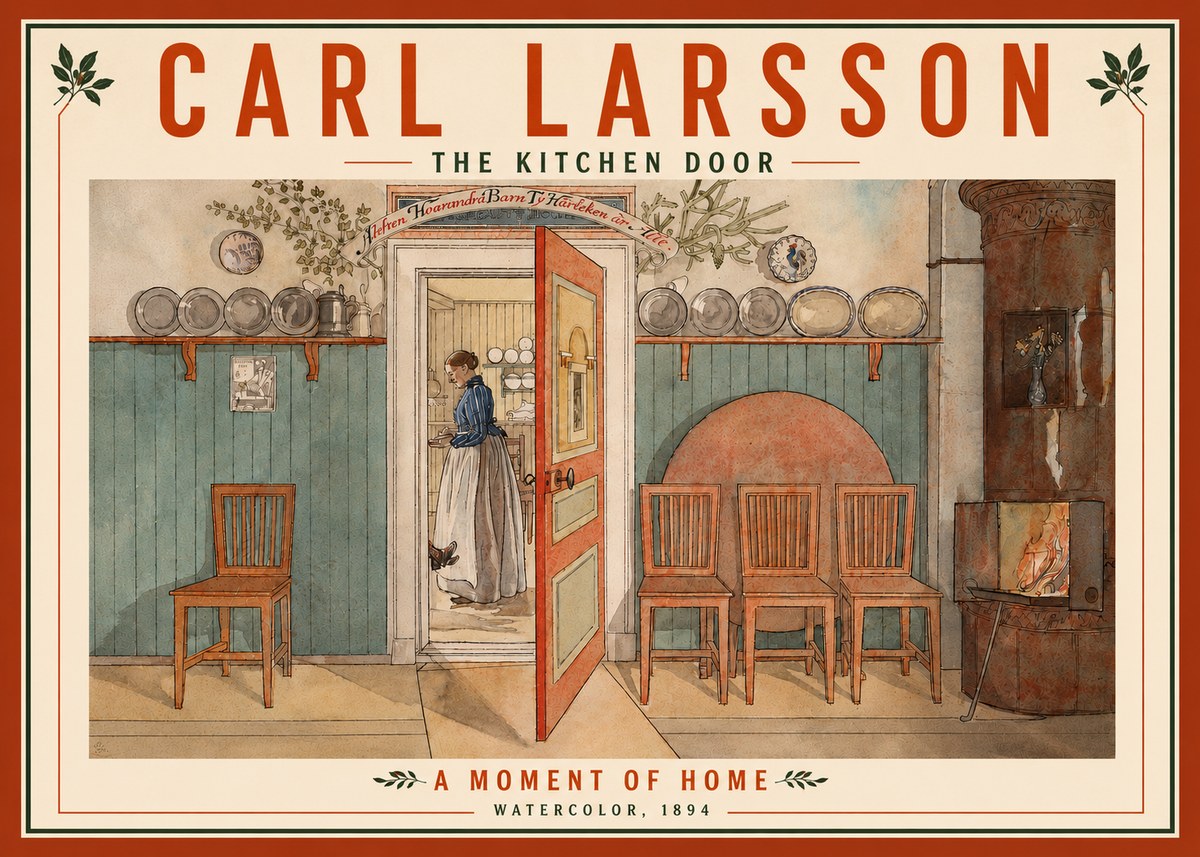 Carl Larsson The Kitchen Door No4 - Poszter