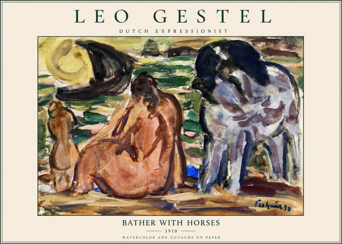 Leo Gestel Bather with Horses No3 - Poszter
