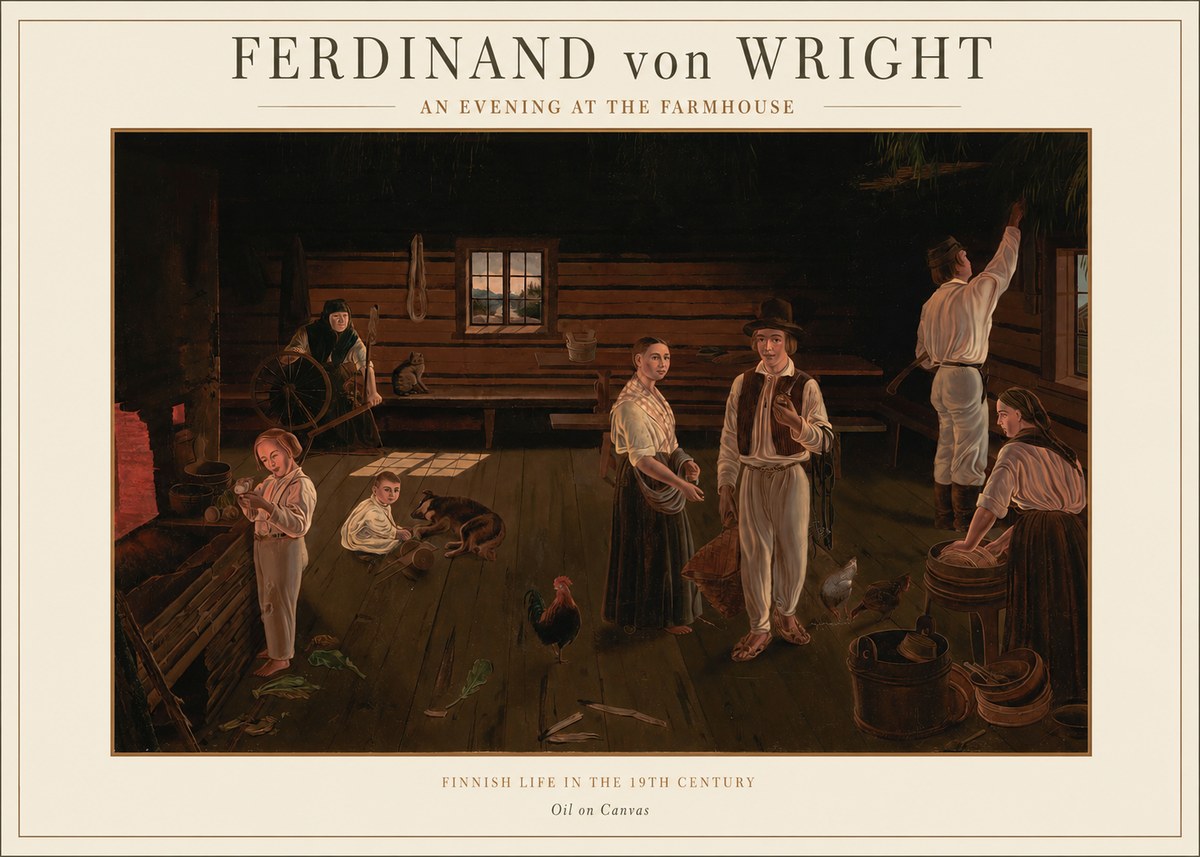 Ferdinand von Wright An Evening at the Farmhouse No1 - Poszter