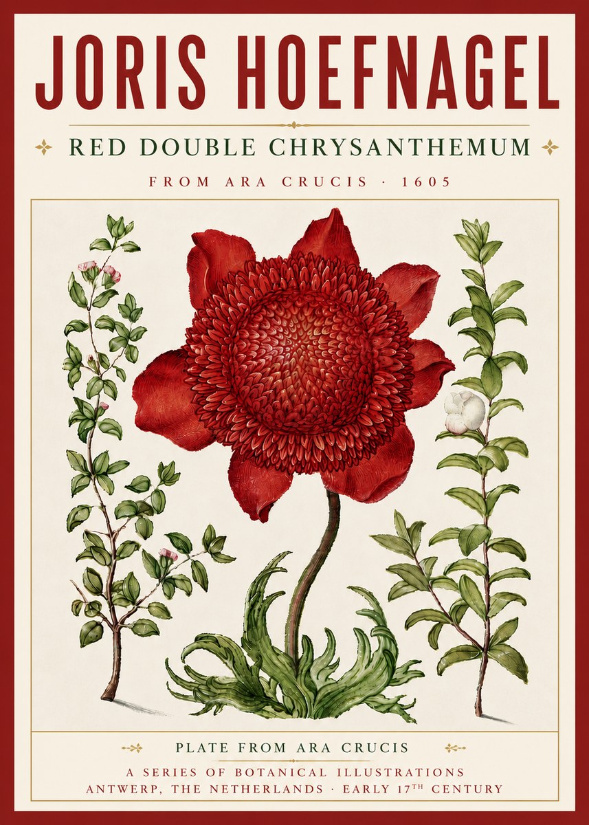 Joris Hoefnagel Red Double Chrysanthemum No5 - Poszter
