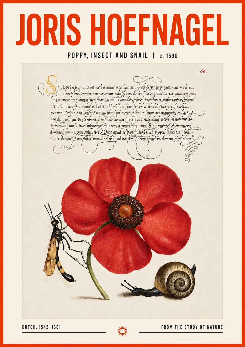 Joris Hoefnagel Poppy, Wasp & Snail No6 - Poszter