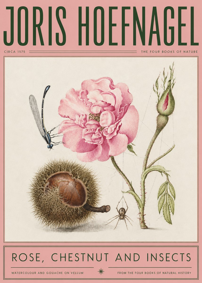 Joris Hoefnagel Rose, Chestnut and Insects No2 - Poszter