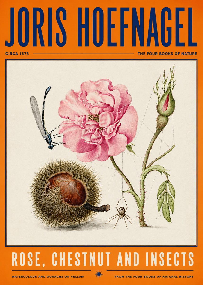 Joris Hoefnagel Rose, Chestnut and Insects No4 - Poszter